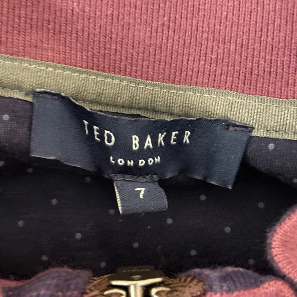 Ted Baker London Mens Size 7 Burgundy 1/4 Zip Mock Neck Pullover Sweater AR464